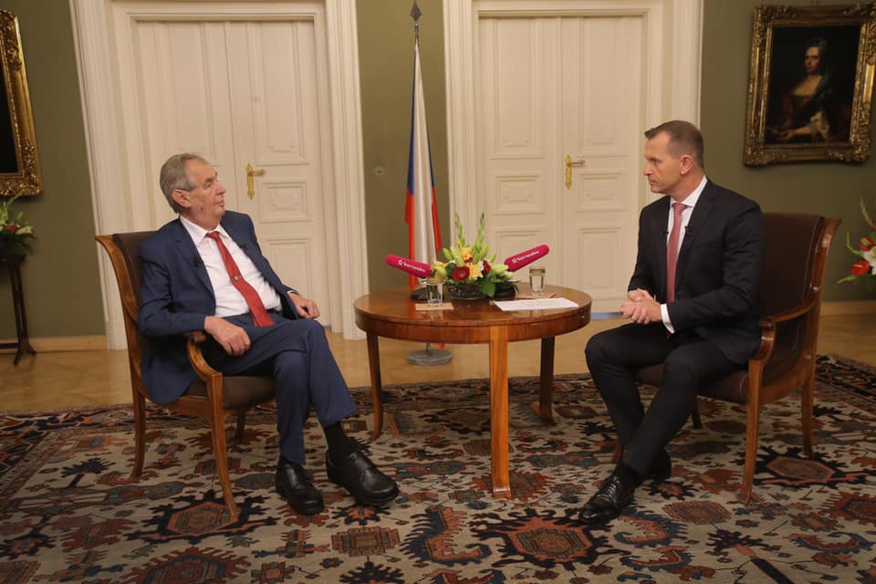 Prezident Miloš Zeman v pořadu TÝDEN s prezidentem.