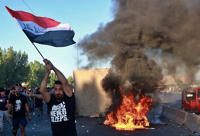Protesty v Iráku.