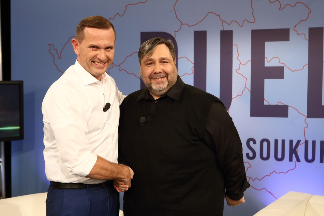 Jaromír Soukup s Lubošem Xaverem Veselým. 