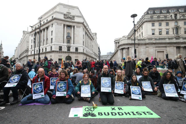 Protest Extinction Rebellion v Londýně.