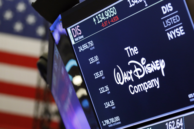 Akcie hollywoodského studia Disney na New Yorské burze. 