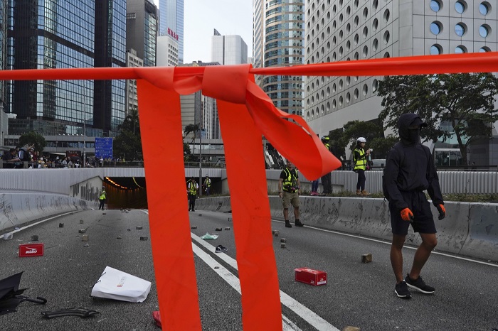 Protesty v Hongkongu.