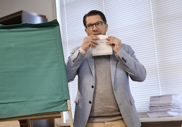 Lídr Švédských demokratů Jimmie Akesson. 
