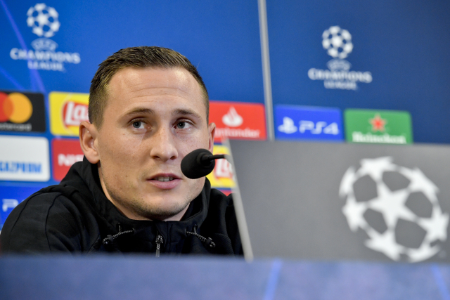Obránce Jan Bořil na tiskové konferenci před duelem s Interem.