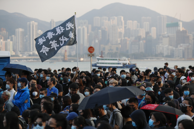 Protesty v Hongkongu.