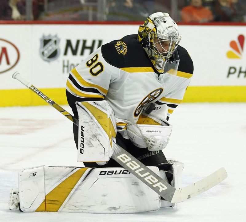 Český mladík Daniel Vladař chytá na farmě Bostonu v Providence.