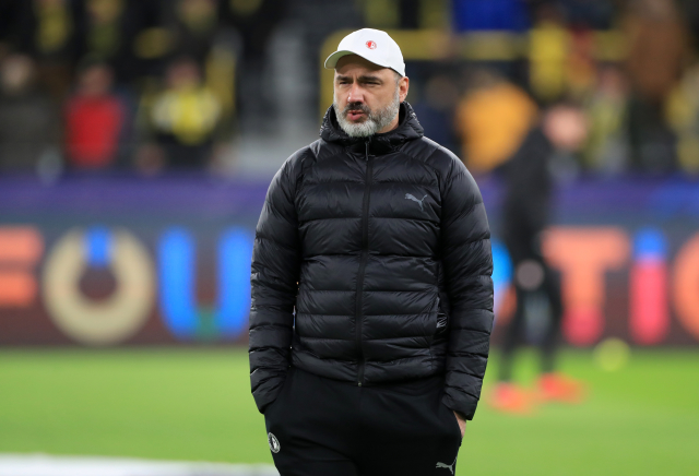 Trenér Slavie Praha Jindřich Trpišovský na zápase Ligy mistrů.