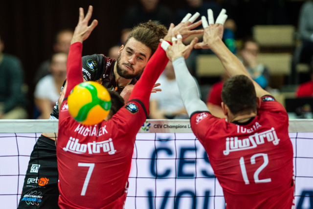 Utkání 2. kola skupiny A volejbalové Ligy mistrů: VK Jihostroj České Budějovice - Cucine Lube Civitanova.