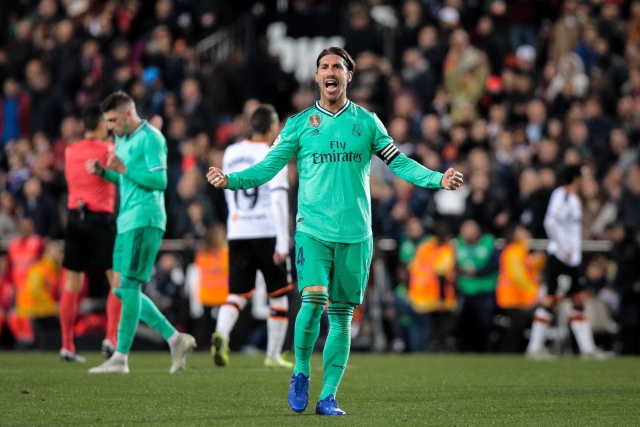 Kapitán Realu Madrid Sergio Ramos se raduje z gólu.