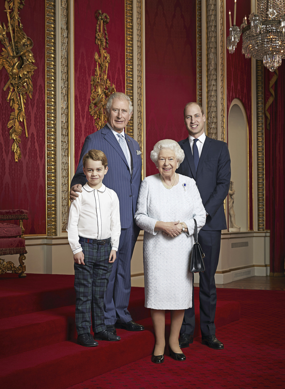 Královna Alžběta II. a následovníci britského trůnu.