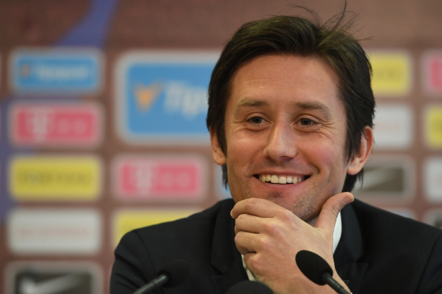 Sportovní ředitel fotbalové Sparty Tomáš Rosický na tiskové konferenci.