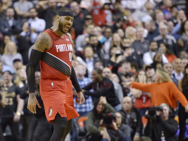 Basketbalista Portlandu Carmelo Anthony. 