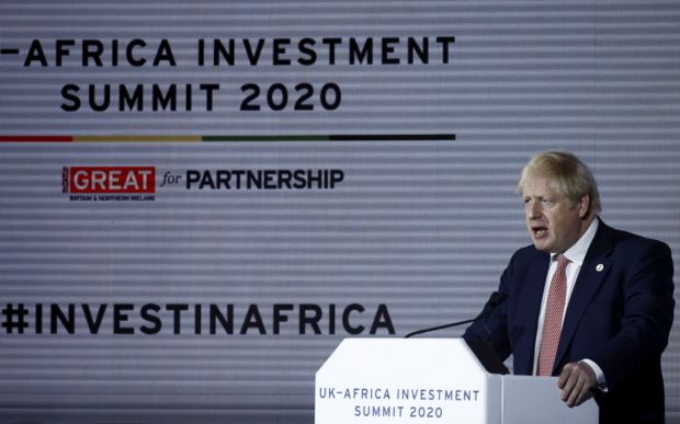 Britský premiér Boris Johnson na britsko-africkém summitu.