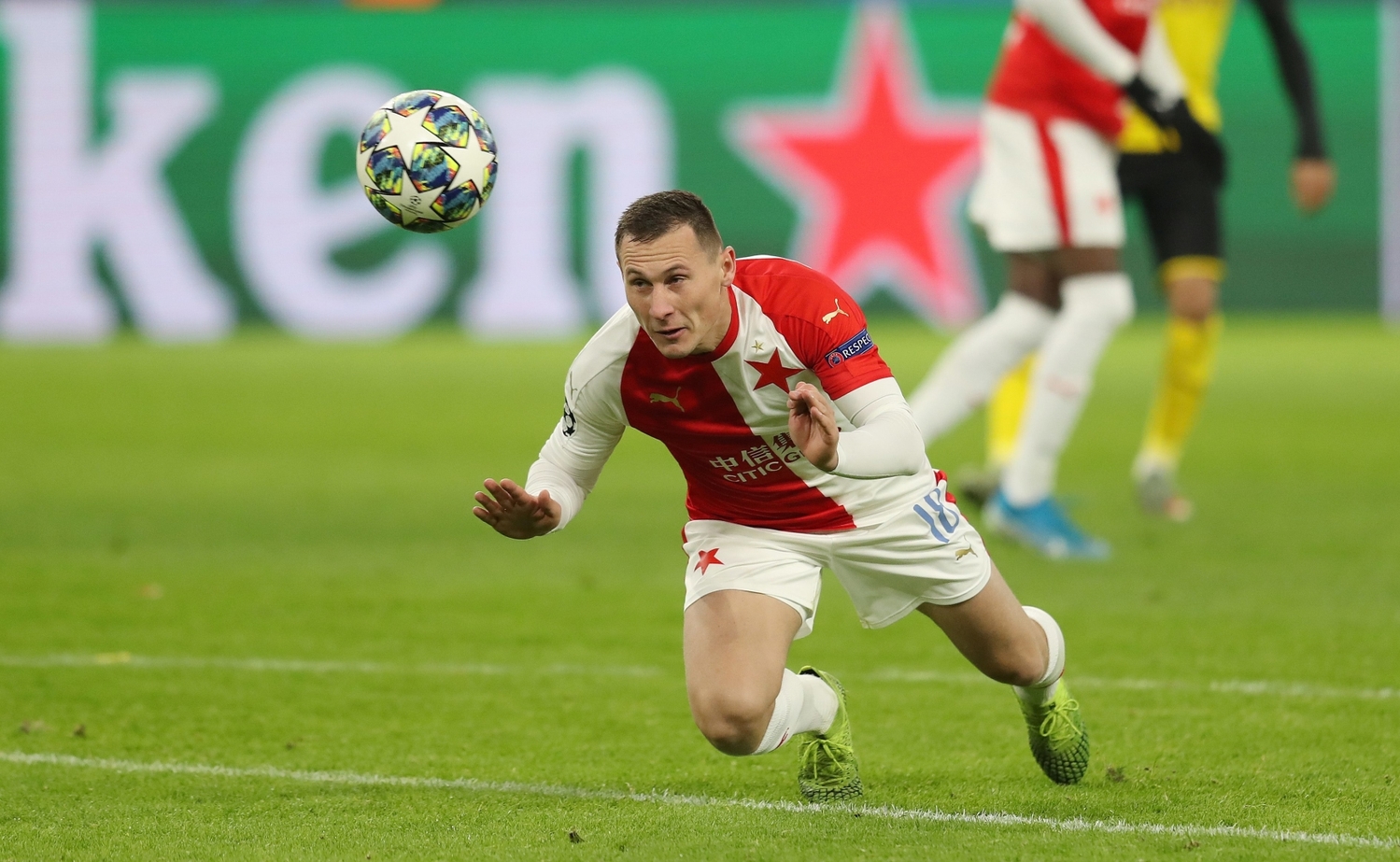 Jan Bořil v utkání Slavie proti Dortmundu.