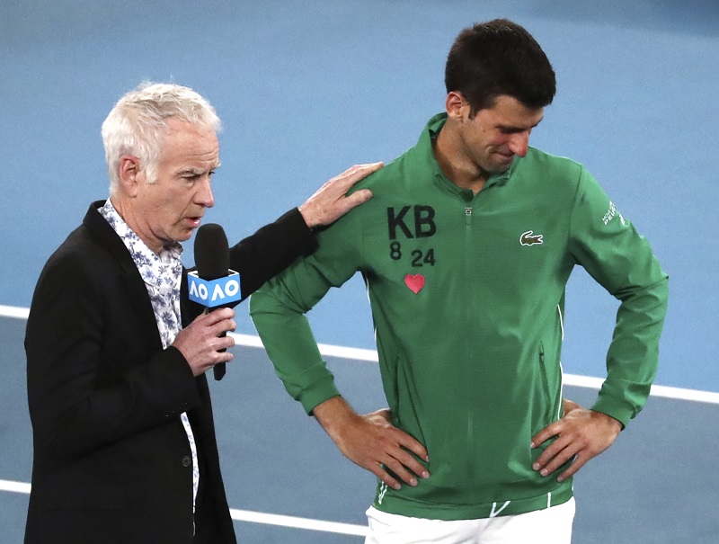 Novak Djokovič v rozhovoru s Johnem McEnroyem. 