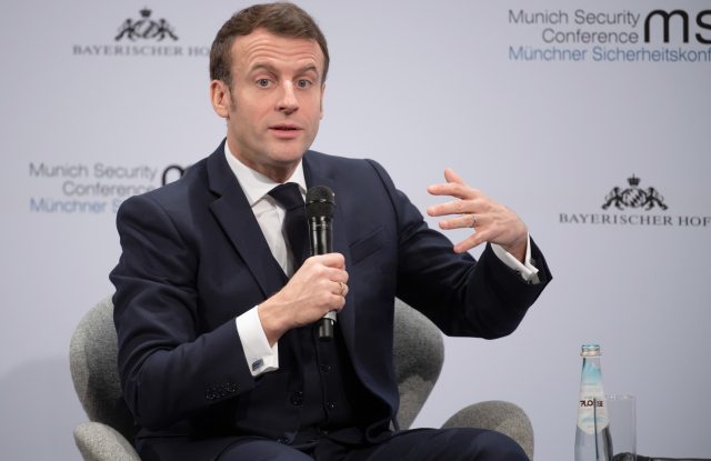 Emmanuel Macron na konferenci v Mnichově.
