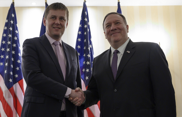Ministr zahraničí Tomáš Petříček a šéf americké diplomacie Mike Pompeo.
