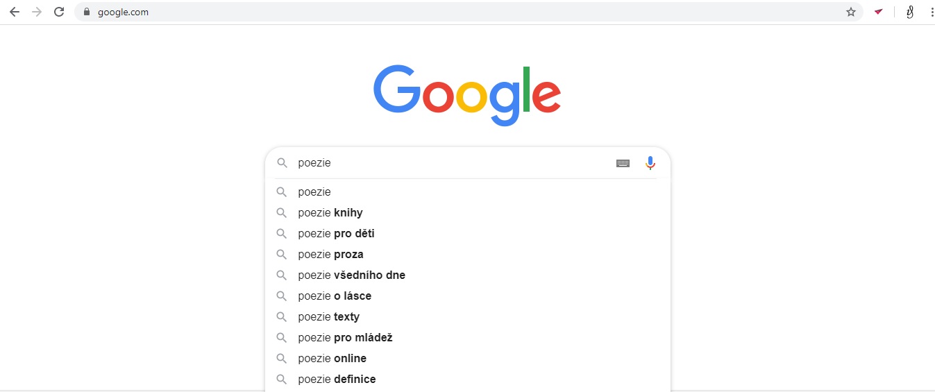 Google našeptávač.