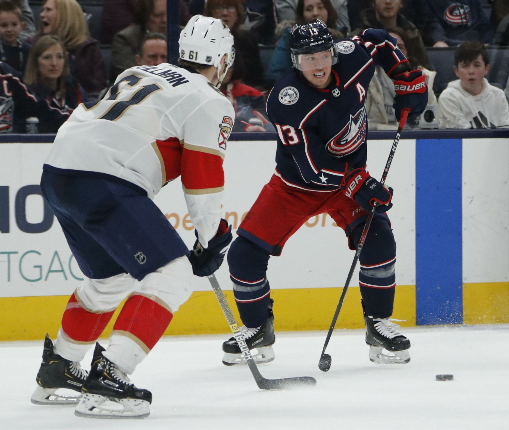 Utkání NHL mezi Columbusem a Floridou.