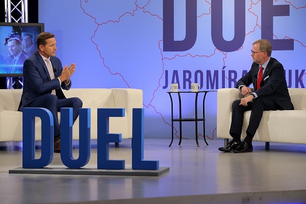 Předseda ODS Petr Fiala hostem Duelu Jaromíra Soukupa.