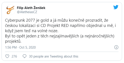 Cyberpunk 2077 je dokončený, dostane češtinu