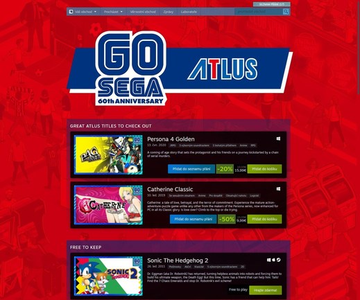 Sega rozdává retro Sonica na Steamu, Epic opět láká na dvě hry zdarma