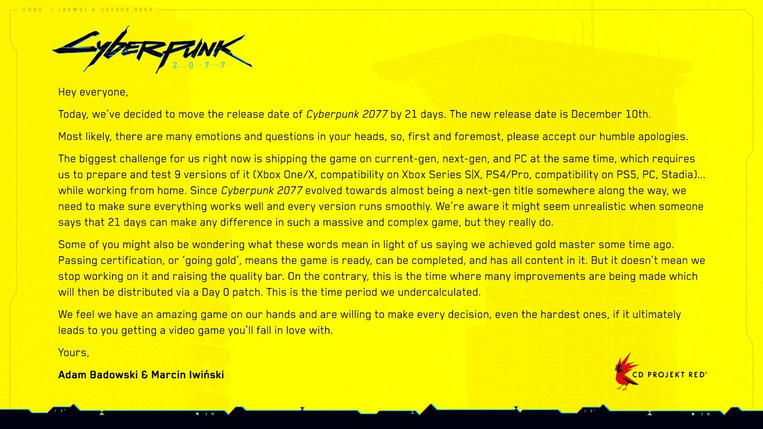 Cyberpunk 2077 se opět odkládá