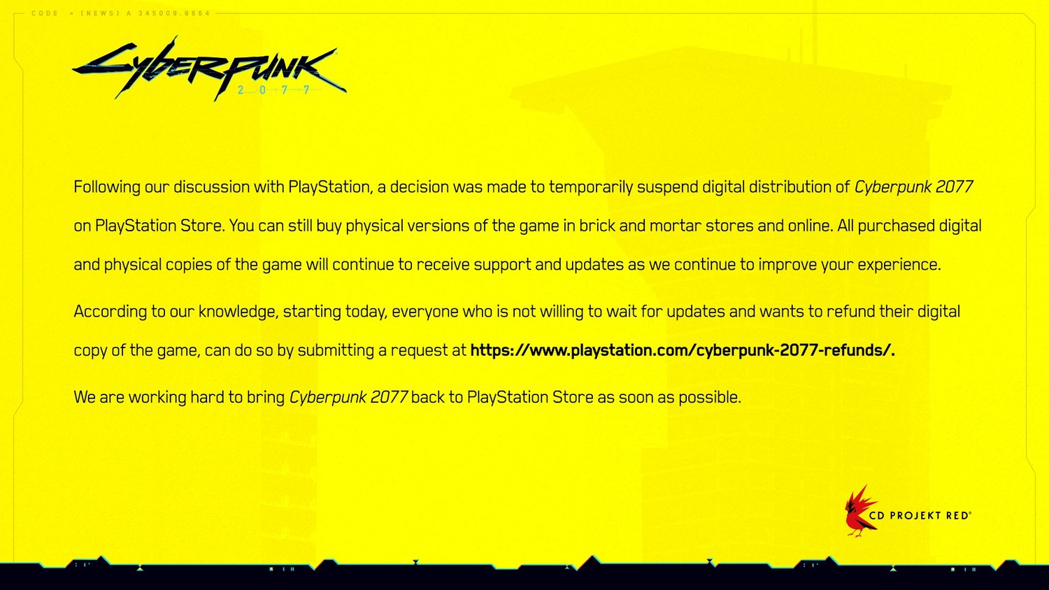 Sony vrací peníze za Cyberpunk verzi pro Playstation