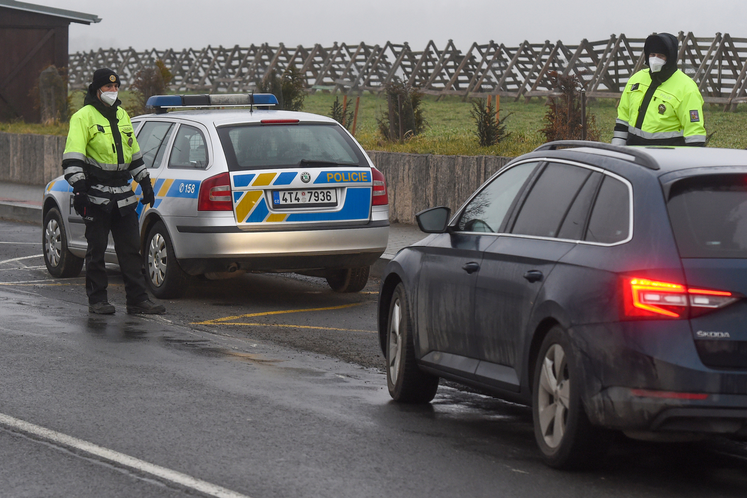 Policejní kontrola mezi okresy Ostrava a Opava.