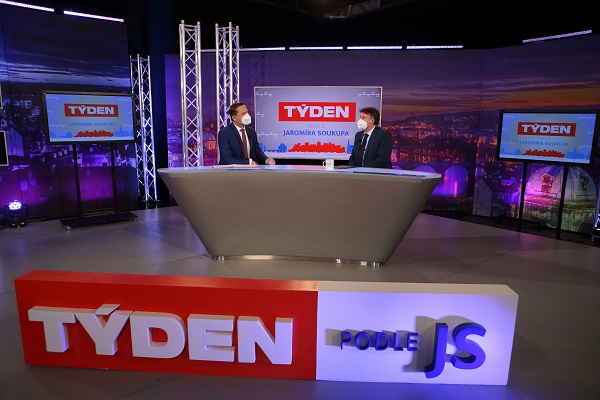 Moderátor pořadu Jaromír Soukup a prezident ČLK Milan Kubek.