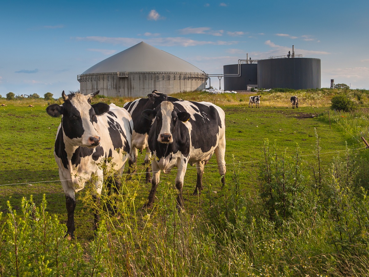 Bioplynová stanice na farmě. 