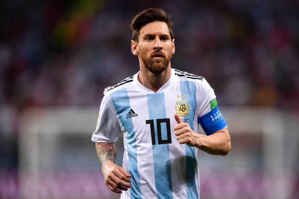 Fotbalista Lionel Messi v argentinském národním dresu.