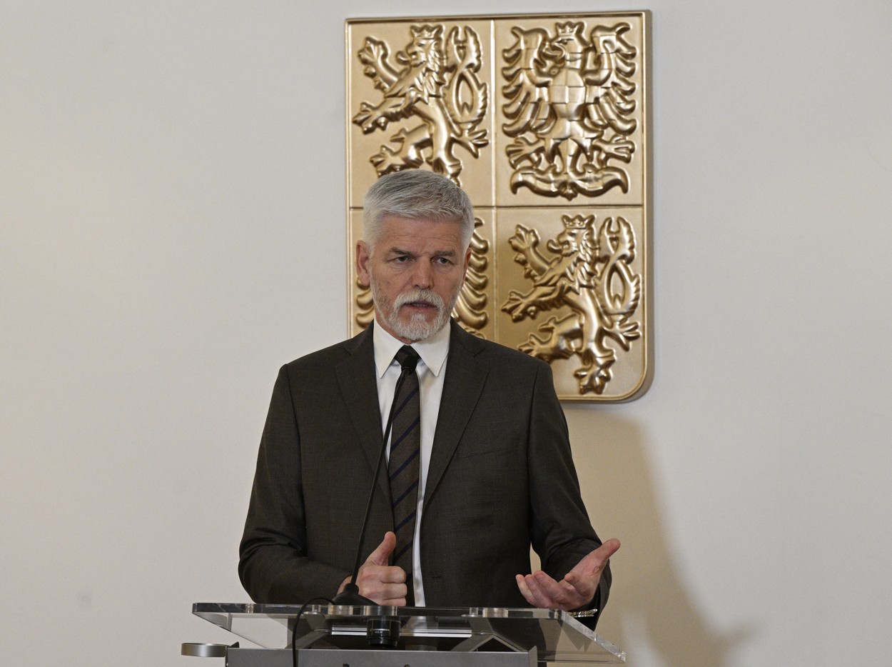 Zvolený prezident Petr Pavel vystoupil na tiskové konferenci k aktuálním otázkám a programu na následující týden, 27. února 2023, Praha.