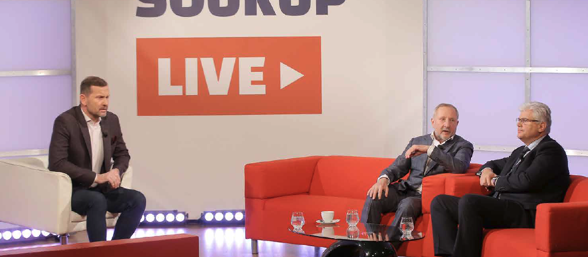 Jaromír Soukup v pořadu Jaromír Soukup Live a jeho hosté.