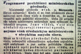 26. 11. 1908, programové prohlášení nové vlády.