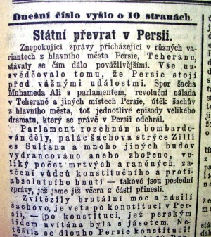 Státní převrat v Persii.
