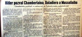 Hitler pozval Chamberlaina do Mnichova.