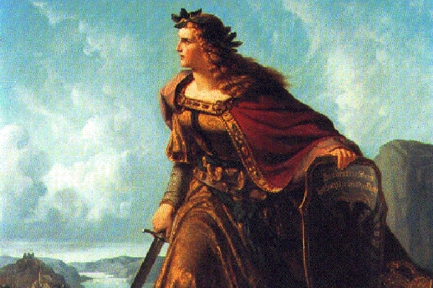 Wacht am Rhein, ilustrace k bojové písni pražských Němců.