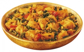 Indická specialita saag aloo.