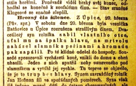 Tatíčkovi usekl hlavu na špalku.