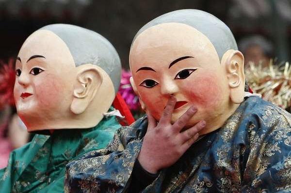 Oslavy tibetského nového roku v Pekingu.