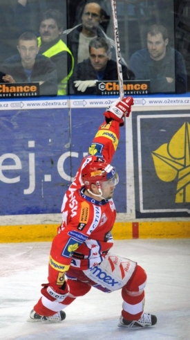 Jaroslav Bednář po úvodní brance zápasu.