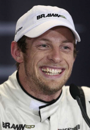 Jenson Button, šťastný vítěz Velké ceny Austrálie vozů formule 1.