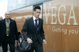 Slovenský fotbalista Marek Hamšík po příletu do Prahy.