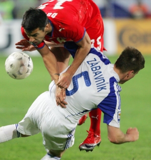 Momentka z utkání Česko - Slovensko 1:2.