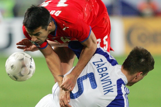Momentka z utkání Česko - Slovensko 1:2.