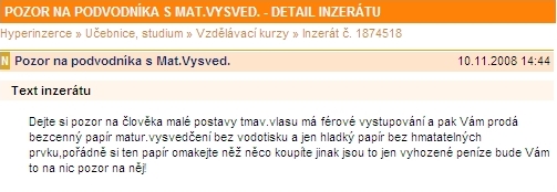 Pozor na podvodníka.