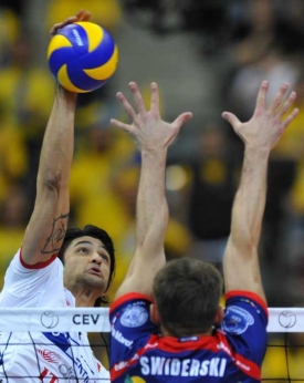 Momentka z utkání Trentino Volley - Lube Macerata. Momentka z utkání Trentino Volley - Lube Macerata.