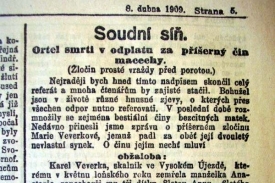 Ortel smrti, reportáž se soudního přelíčení