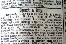 Zápas týmu pražské Slavie se Lvovem.